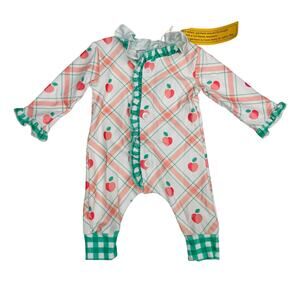 NWT Sugar Bee NB Ruffle Flap PJs in Peaches Plaid